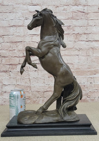 Rearing Stallion Horse Bronze Sculpture Signed Art