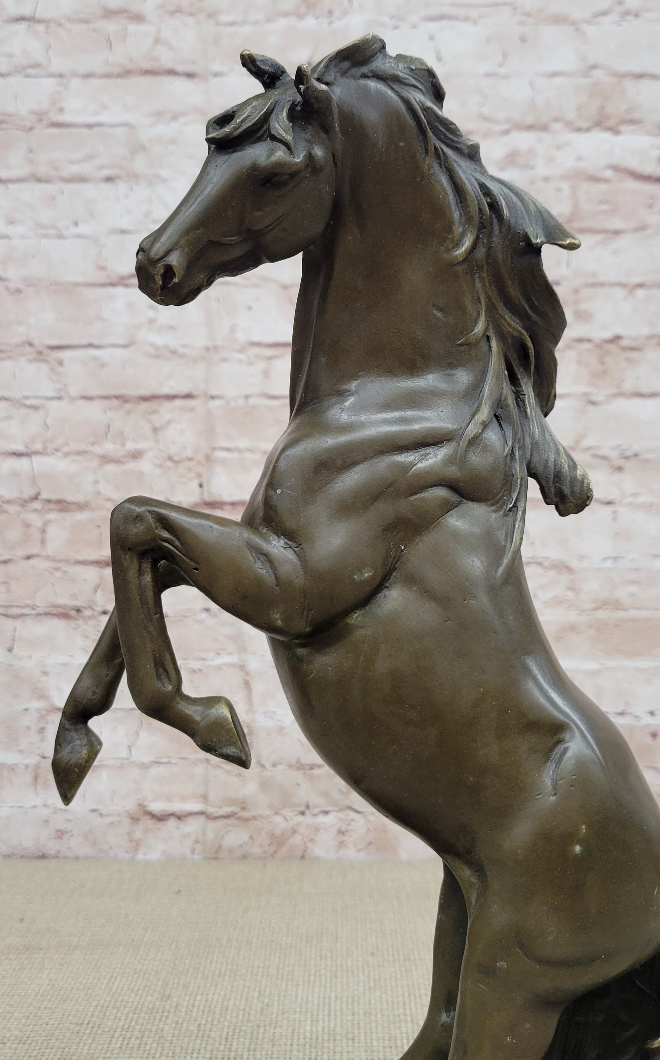 Rearing Stallion Horse Bronze Sculpture Signed Art