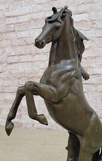 Rearing Stallion Horse Bronze Sculpture Signed Art