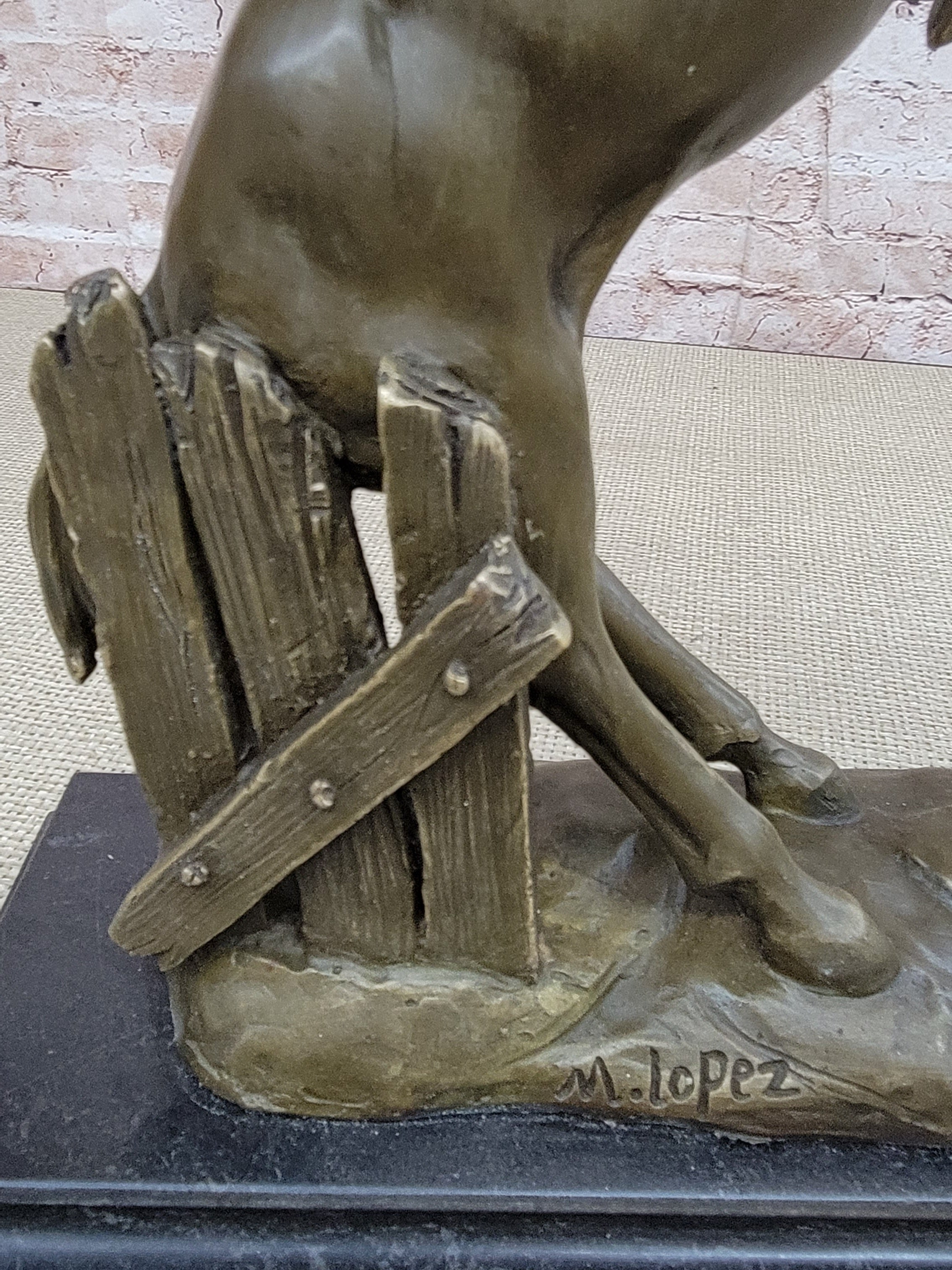 Rearing Stallion Horse Bronze Sculpture Signed Art
