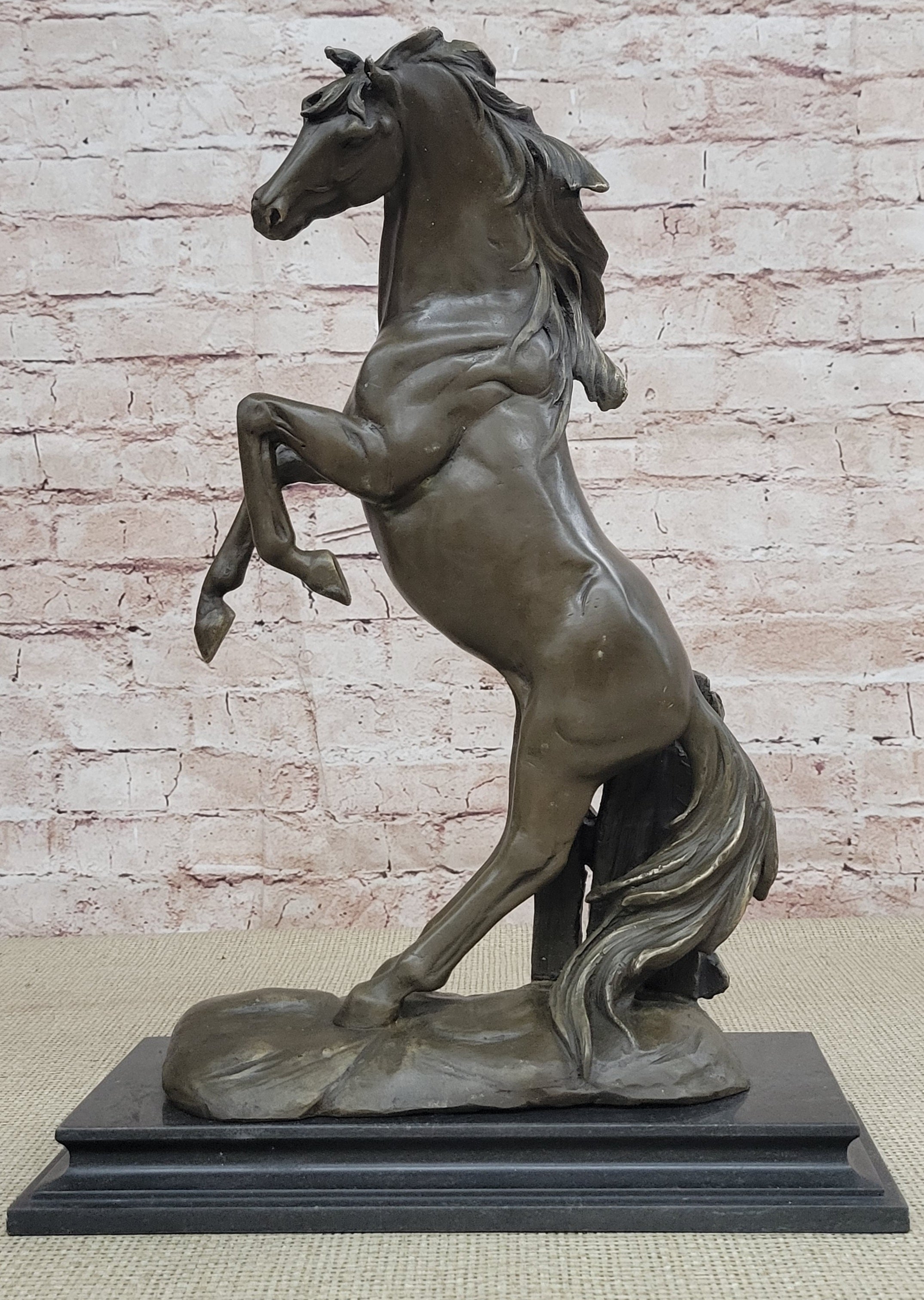 Rearing Stallion Horse Bronze Sculpture Signed Art