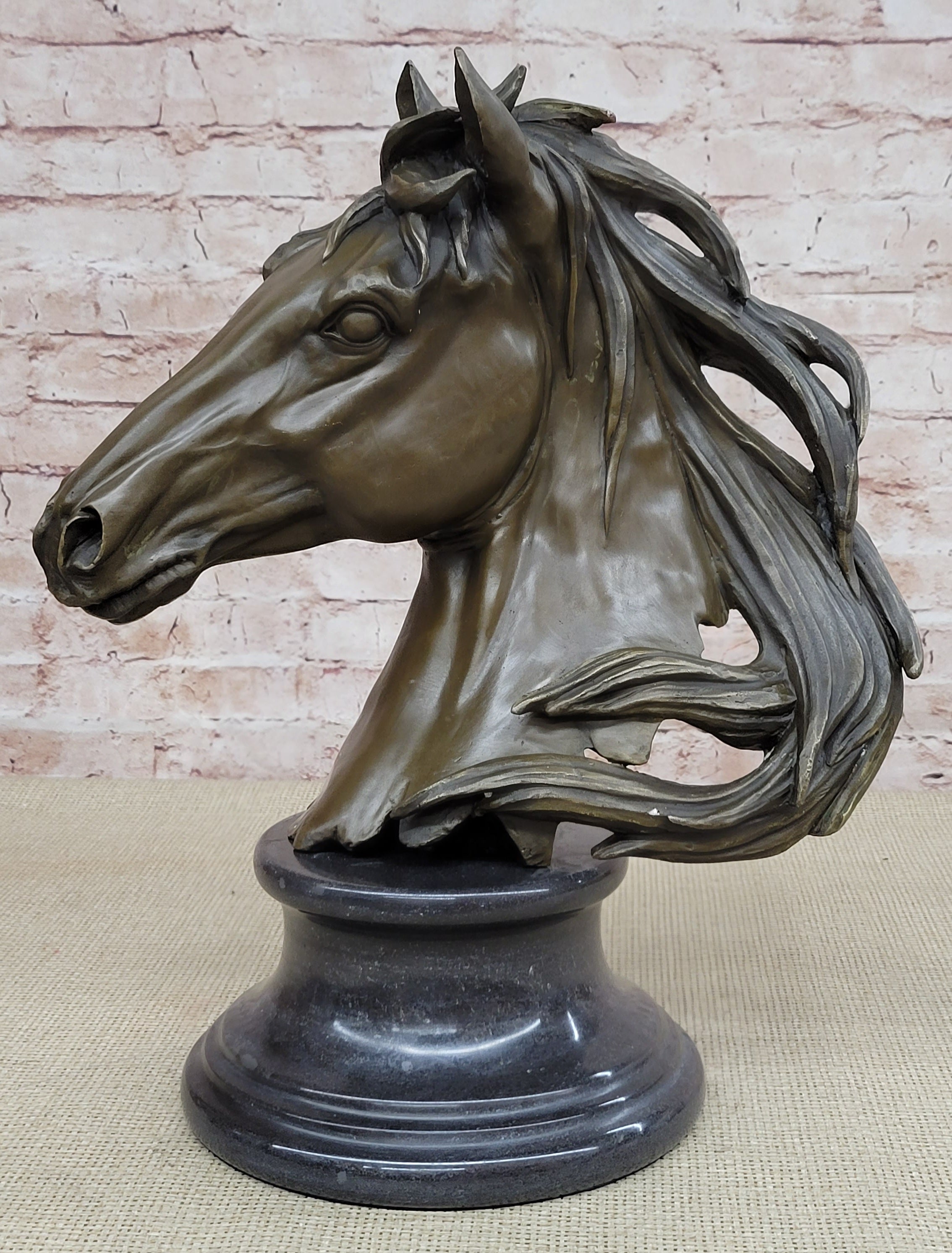 Milo Gorgeous Bust Horse Head Bronze Sculpture Art Deco