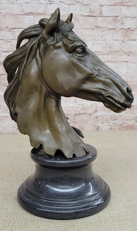 Milo Gorgeous Bust Horse Head Bronze Sculpture Art Deco