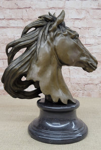 Milo Gorgeous Bust Horse Head Bronze Sculpture Art Deco