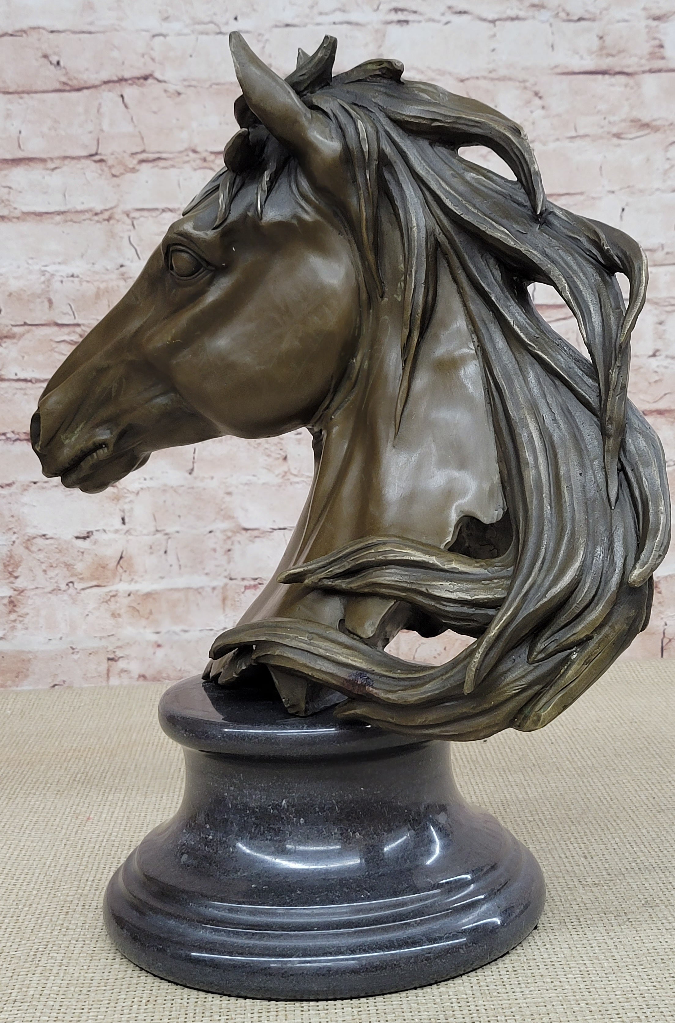 Milo Gorgeous Bust Horse Head Bronze Sculpture Art Deco