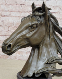 Milo Gorgeous Bust Horse Head Bronze Sculpture Art Deco