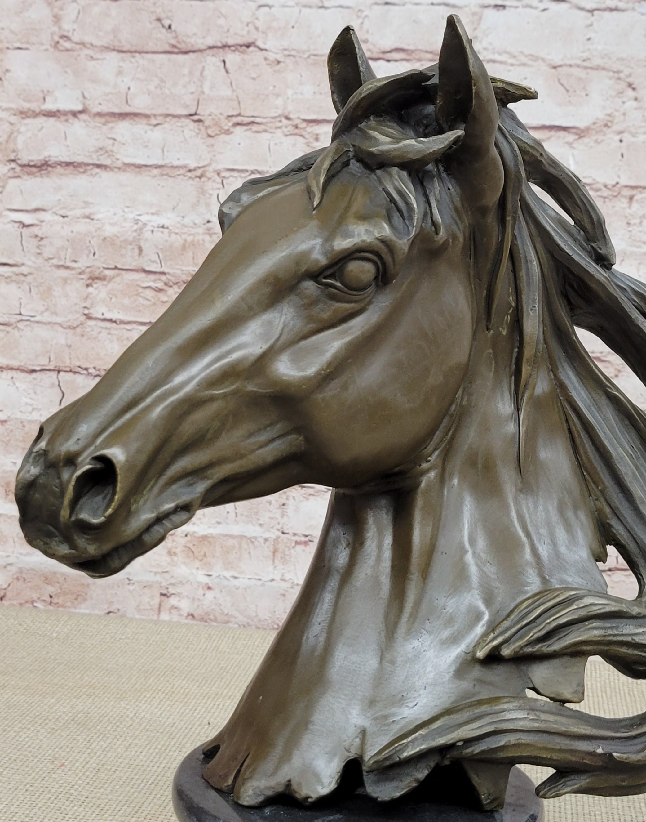 Milo Gorgeous Bust Horse Head Bronze Sculpture Art Deco