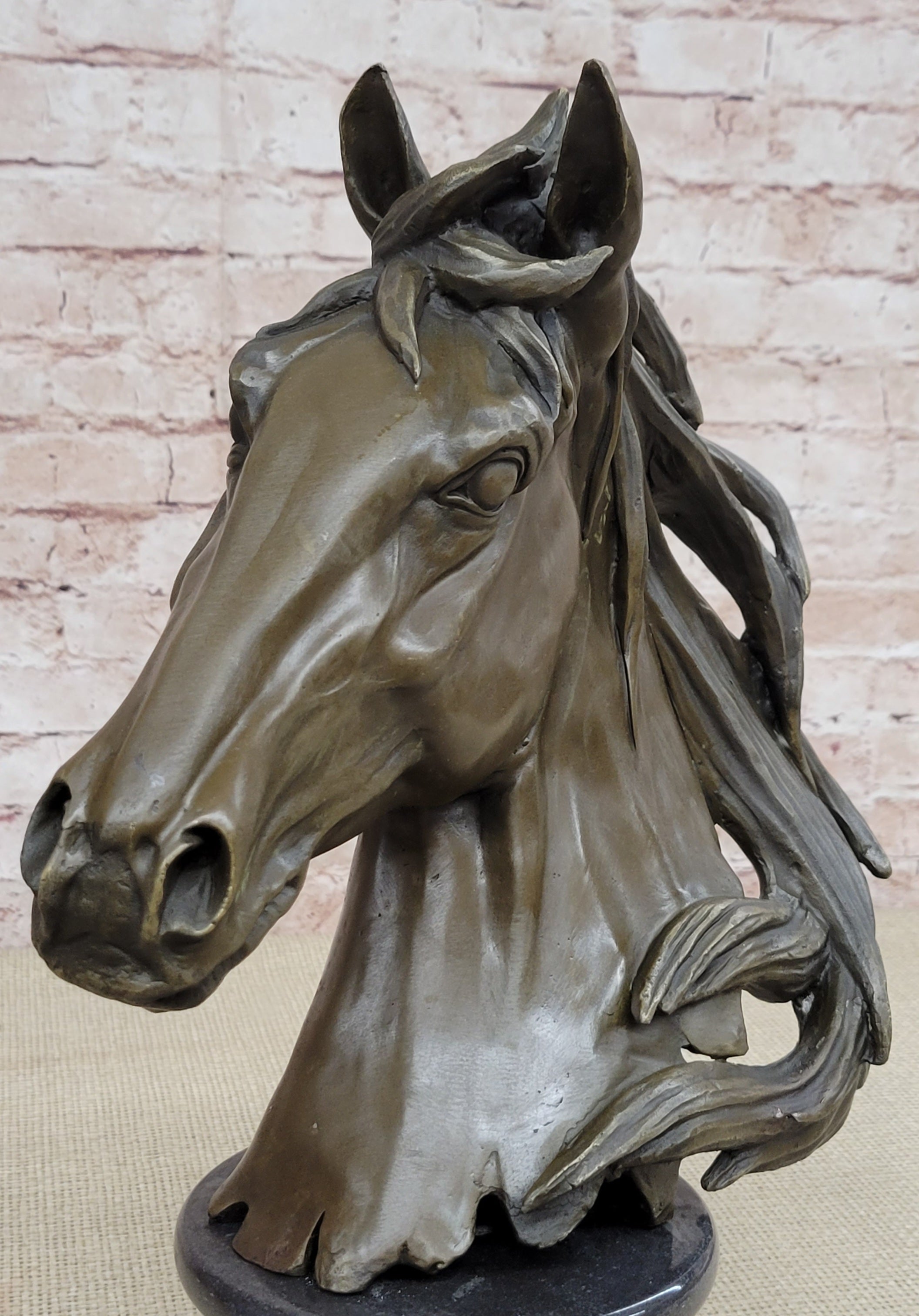 Milo Gorgeous Bust Horse Head Bronze Sculpture Art Deco