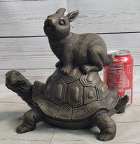 Tortoise and the Hare Aesop Fable Bronze Sculpture Signed Art