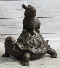 Tortoise and the Hare Aesop Fable Bronze Sculpture Signed Art