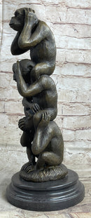 See Hear Speak No Evil Three Wise Monkeys Bronze Sculpture