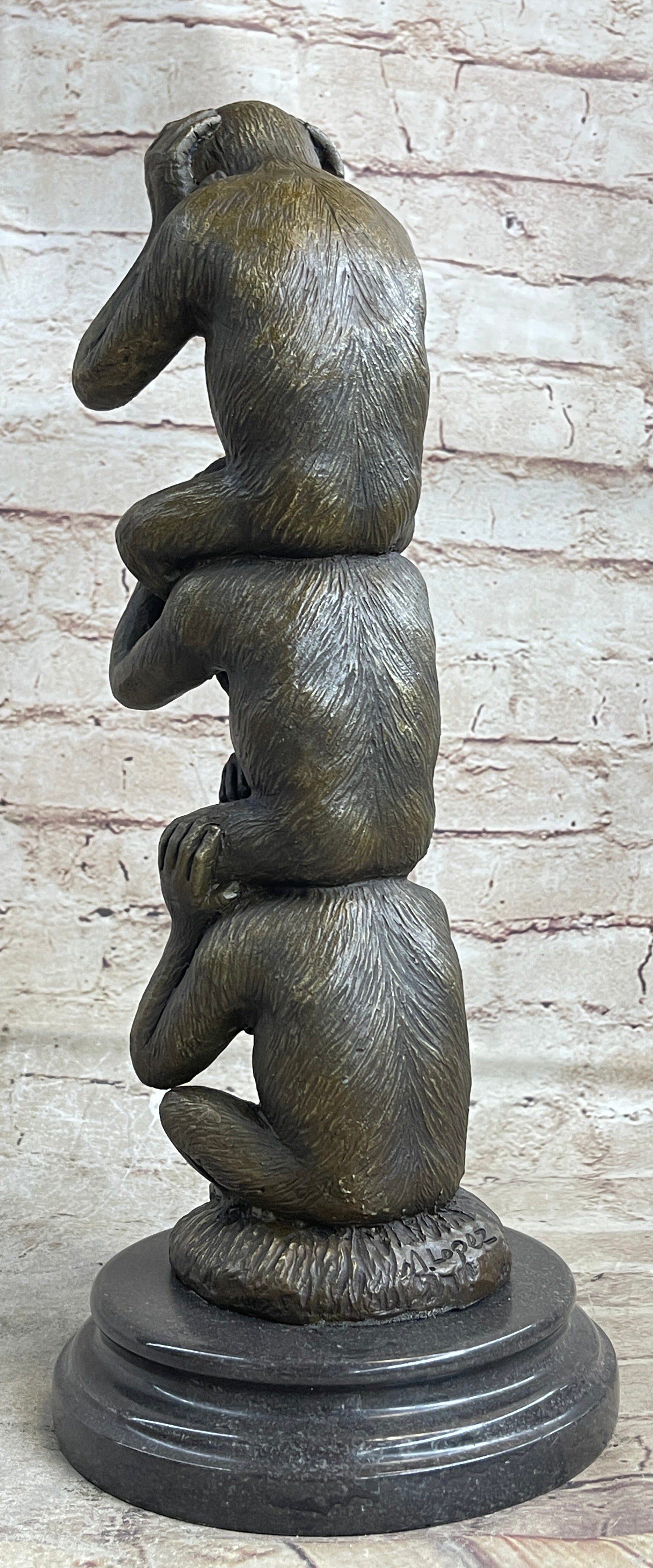 See Hear Speak No Evil Three Wise Monkeys Bronze Sculpture
