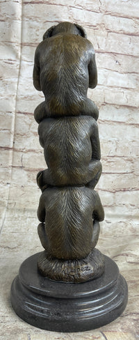 See Hear Speak No Evil Three Wise Monkeys Bronze Sculpture