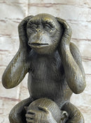 See Hear Speak No Evil Three Wise Monkeys Bronze Sculpture