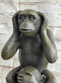 See Hear Speak No Evil Three Wise Monkeys Bronze Sculpture