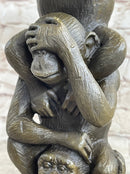 See Hear Speak No Evil Three Wise Monkeys Bronze Sculpture
