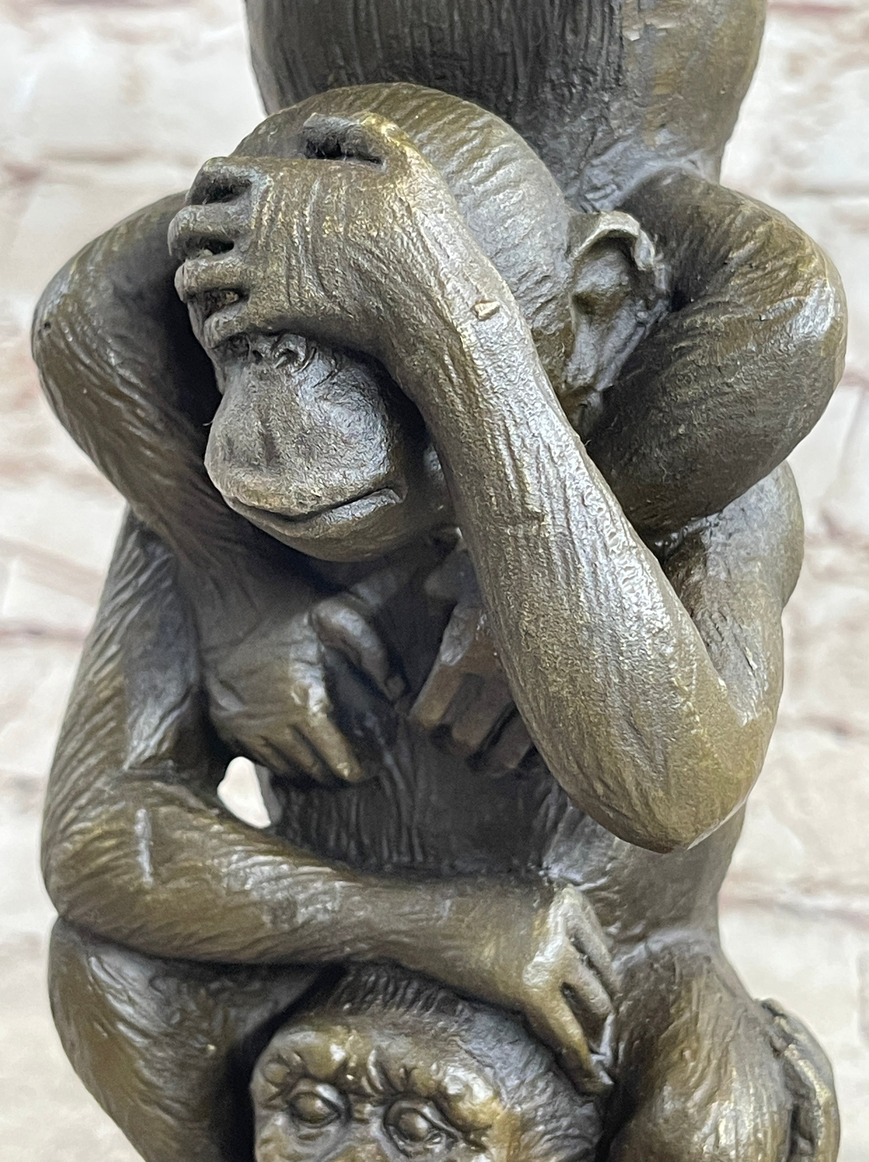 See Hear Speak No Evil Three Wise Monkeys Bronze Sculpture