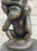 See Hear Speak No Evil Three Wise Monkeys Bronze Sculpture