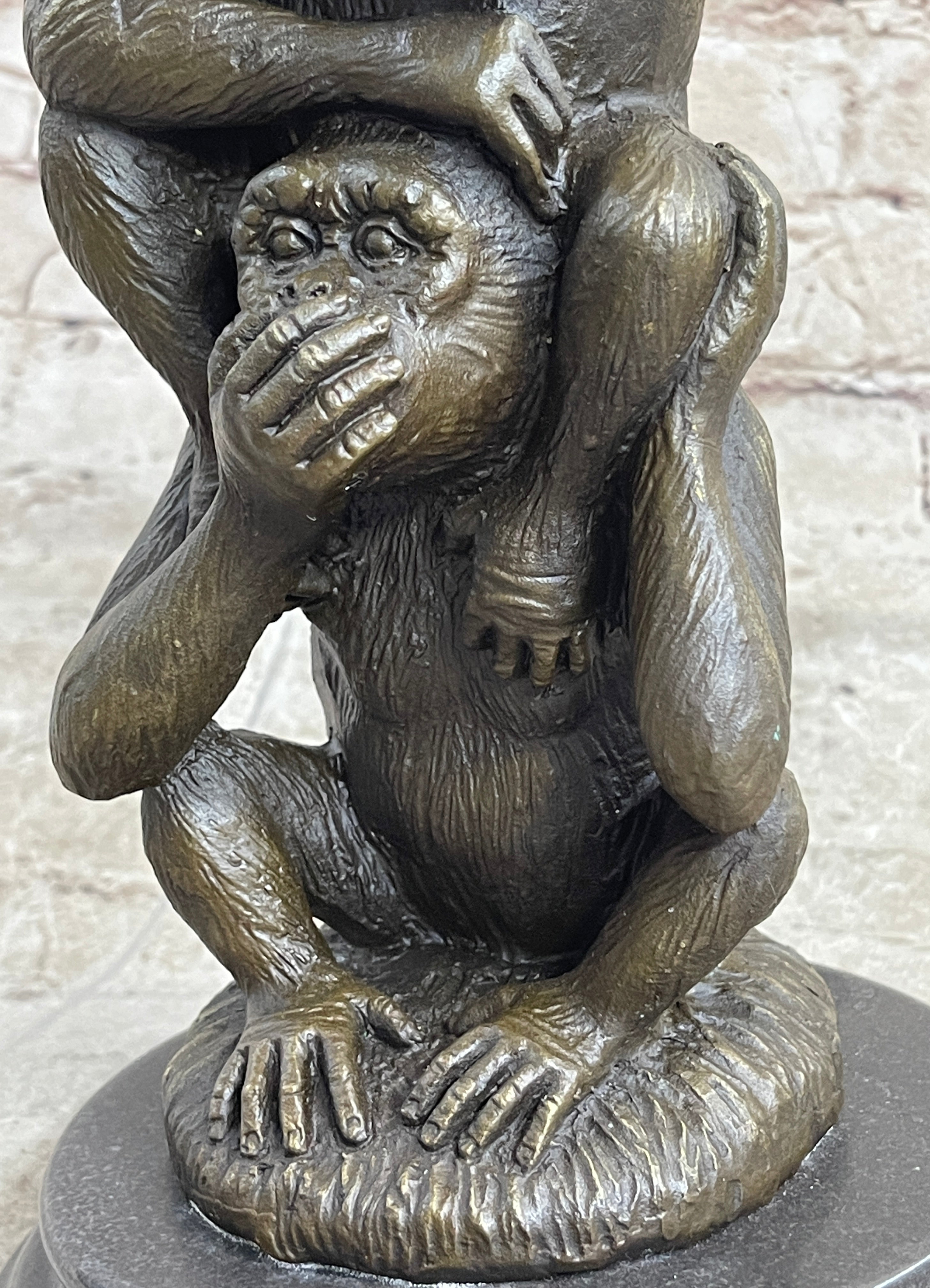 See Hear Speak No Evil Three Wise Monkeys Bronze Sculpture