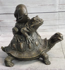 Tortoise Frog & Snail Bronze Metal Sculpture Signed Art
