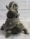 Tortoise Frog & Snail Bronze Metal Sculpture Signed Art