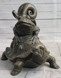 Tortoise Frog & Snail Bronze Metal Sculpture Signed Art