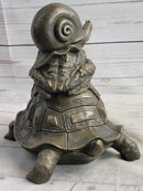Tortoise Frog & Snail Bronze Metal Sculpture Signed Art