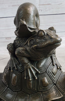 Tortoise Frog & Snail Bronze Metal Sculpture Signed Art