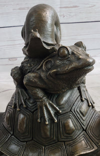 Tortoise Frog & Snail Bronze Metal Sculpture Signed Art