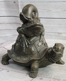 Tortoise Frog & Snail Bronze Metal Sculpture Signed Art