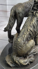 Wolf Pack 2 Wolves Howling Bronze Sculpture by Barye