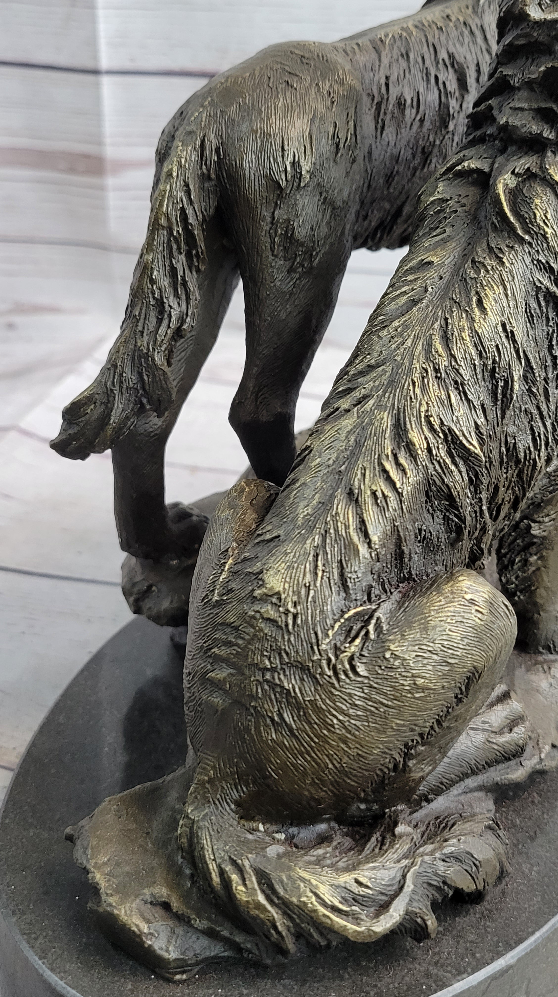 Wolf Pack 2 Wolves Howling Bronze Sculpture by Barye