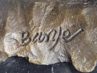 Howling Wolf Bronze Sculpture Signed Art on Marble Base