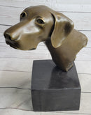 Weimaraner Vizsla Dog Bronze Bust on Marble Base