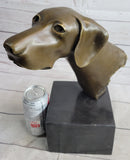 Weimaraner Vizsla Dog Bronze Bust on Marble Base