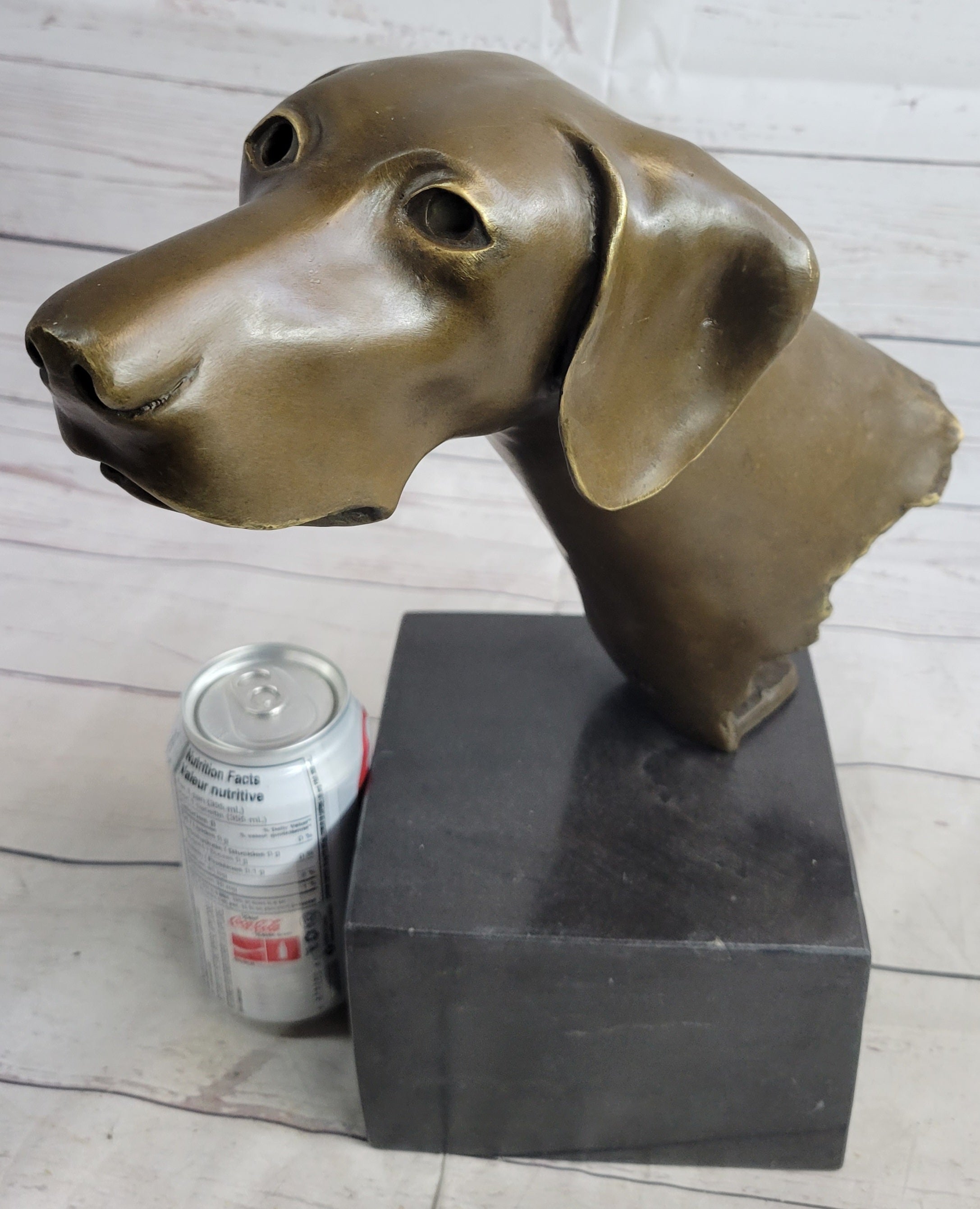 Weimaraner Vizsla Dog Bronze Bust on Marble Base