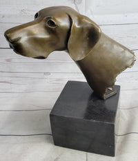 Weimaraner Vizsla Dog Bronze Bust on Marble Base
