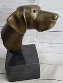 Weimaraner Vizsla Dog Bronze Bust on Marble Base