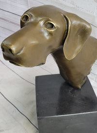 Weimaraner Vizsla Dog Bronze Bust on Marble Base