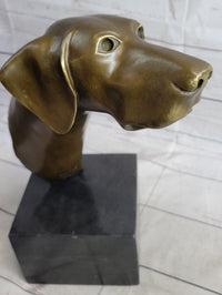Weimaraner Vizsla Dog Bronze Bust on Marble Base