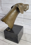 Weimaraner Vizsla Dog Bronze Bust on Marble Base