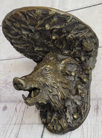 Heavy Solid Cast Bronze Wall Brackets Sconces Shelf Boars Acorns