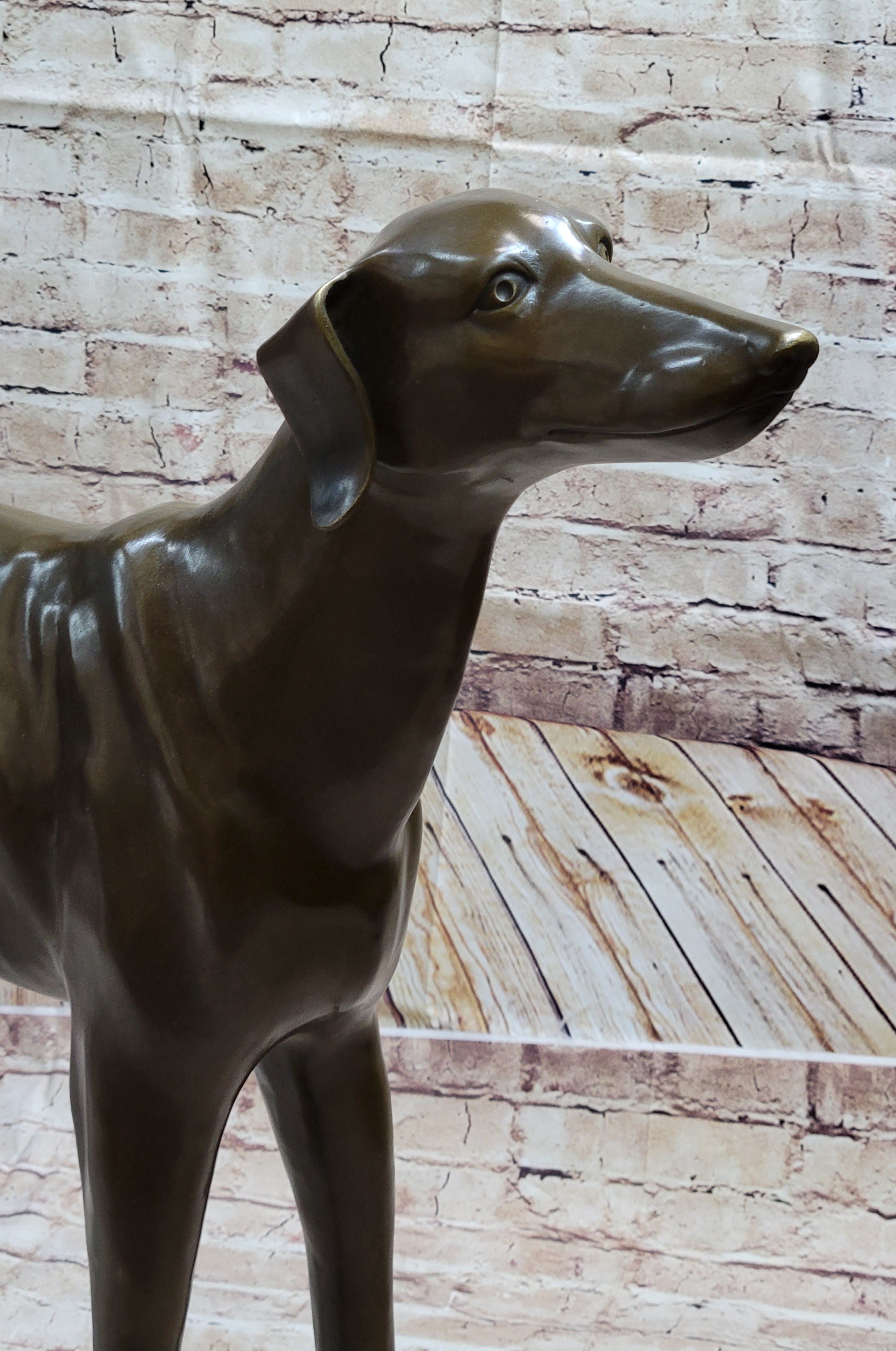 Art Deco Dark Patine Greyhound Dog Bronze Sculpture