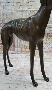 Art Deco Dark Patine Greyhound Dog Bronze Sculpture