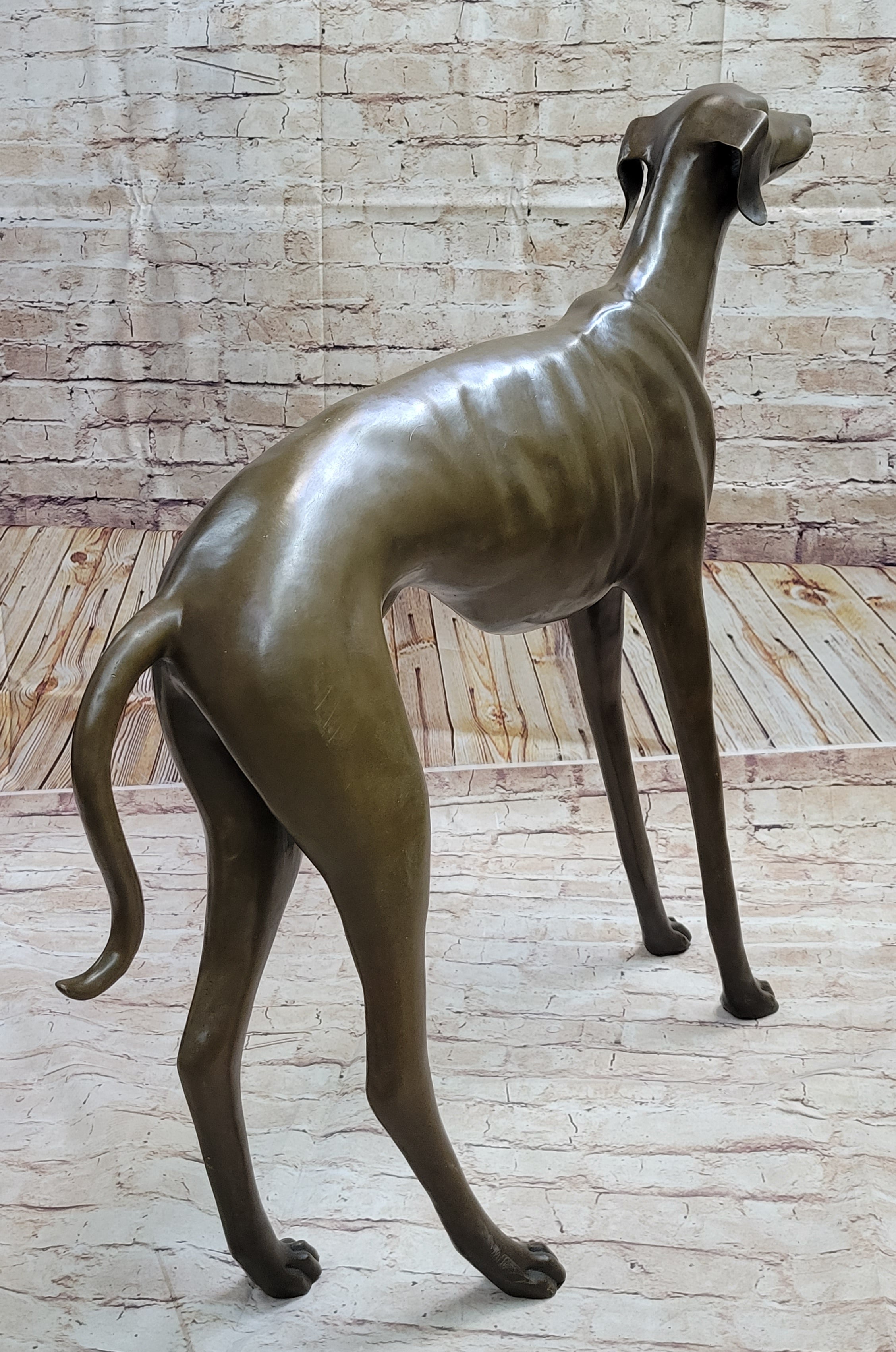 Art Deco Dark Patine Greyhound Dog Bronze Sculpture