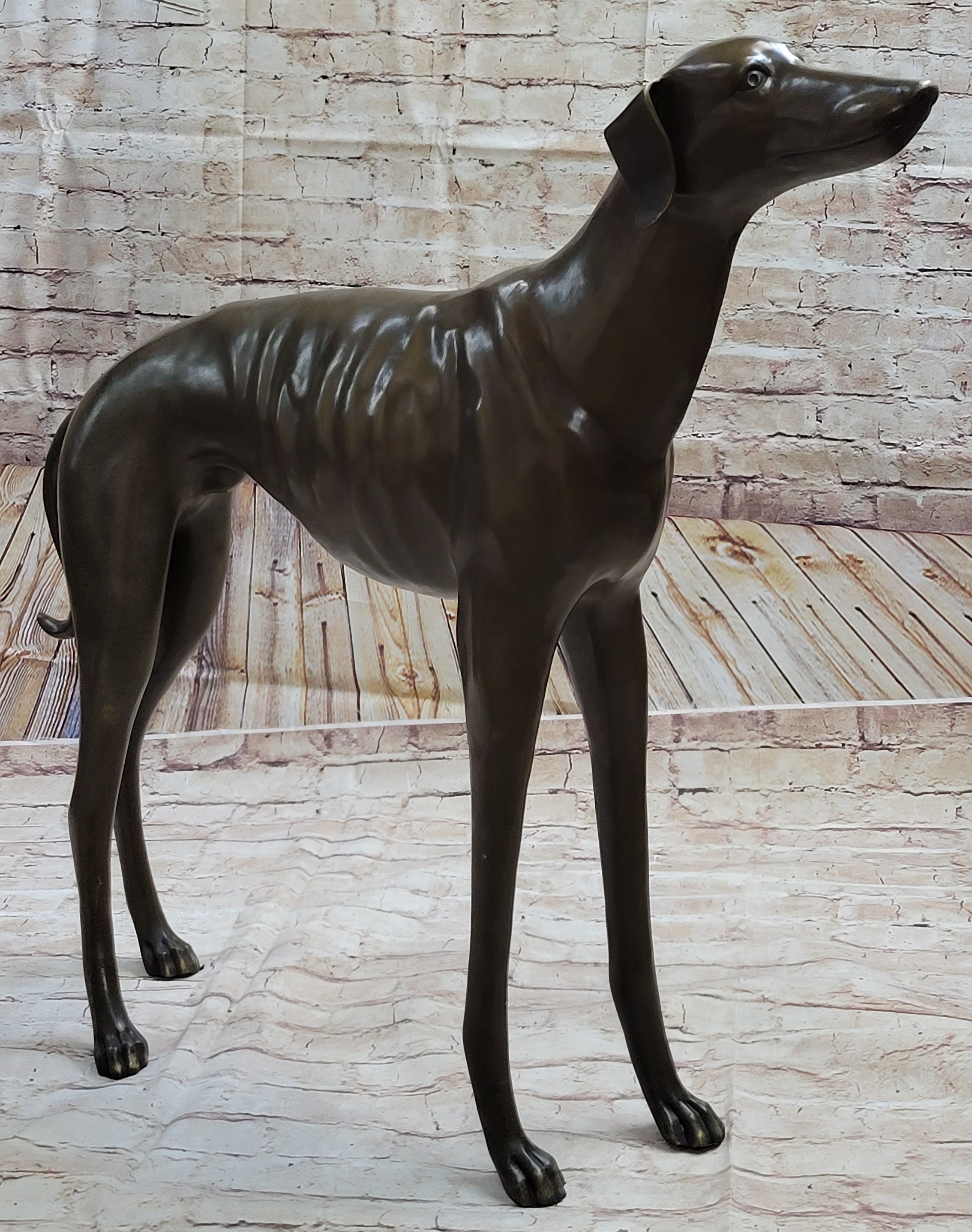 Art Deco Dark Patine Greyhound Dog Bronze Sculpture