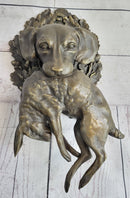 Wall Mounted Bronze Sculpture Retriever Dog with Rabbit 12" x 17"