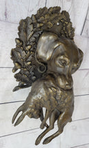 Wall Mounted Bronze Sculpture Retriever Dog with Rabbit 12" x 17"