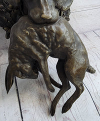 Wall Mounted Bronze Sculpture Retriever Dog with Rabbit 12" x 17"