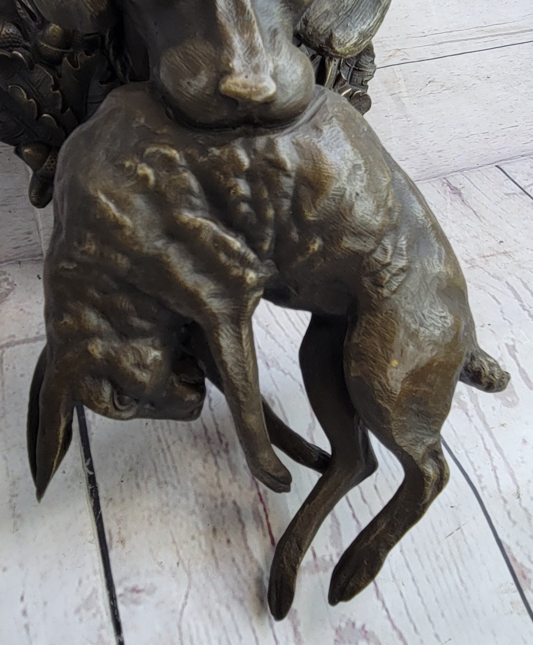Wall Mounted Bronze Sculpture Retriever Dog with Rabbit 12" x 17"